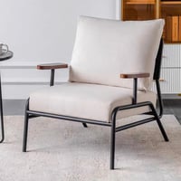 طقم 2 كرسي جلد فخم بيج تكاية خشب