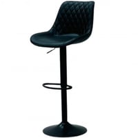 طقم 2 كراسي بار جلد بنظام بستم لون أسود