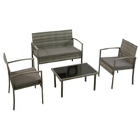 طقم جلسة خارجية خيزران رمادي فاتح