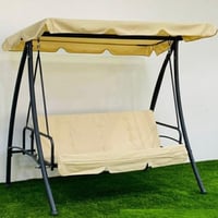 كرسي مرجيحة لثلاثة اشخاص حجم كبير ولون بيج