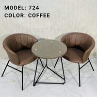 كرسيين قماش وطاولة زجاج عدة ألوان