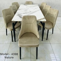 طقم طاولة طعام رخام 4و6و8 كراسي بيج