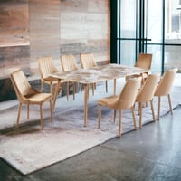 طقم طاولة طعام 4و6و8 كراسي لون خشبي