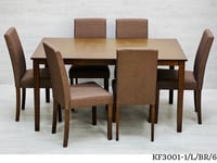 طقم طاولة و 6 كراسي ماليزي خشبي فاتح