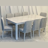 طقم طاولة طعام رخام 4و6و8 كراسي أبيض