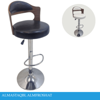 كرسي بار جلد ظهر خشب عدة الوان