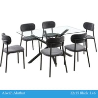 طقم طاولة طعام زجاج 4 و 6 كراسي أسود