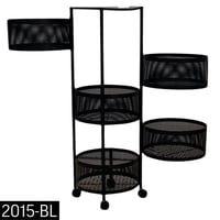 سلة متحركة عدة أرفف لون أسود