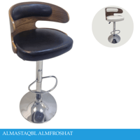 كرسي بار جلد ظهر خشب عدة الوان