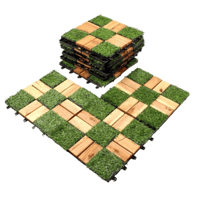 أرضية عشب وخشب 12 قطعة عدة أشكال