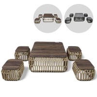 طقم طاولات خدمة خشب وقماش عدة ألوان