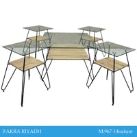 طقم طاولات خدمة قزاز وخشب عدة ألوان