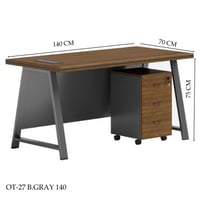 مكتب مع ادراج عدة مقاسات لون بن ورمادي