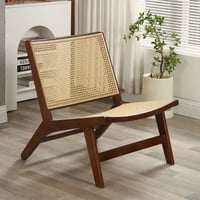 كرسي خشب راتان لون خشبي غامق