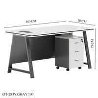 مكتب مع ادراج ابيض عدة مقاسات لون ابيض ورمادي