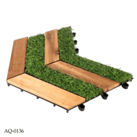 أرضية عشب وخشب 12 قطعة عدة أشكال