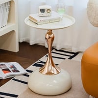 طاوله خدمه بتصميم دائري استيل لون أبيض