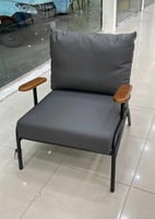 طقم 2 كرسي جلد فخم رمادي تكاية خشب