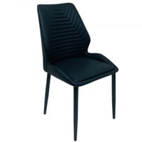 طقم 4 كراسي جلد مزينة بدرزات لون أسود