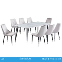 طقم طاولة طعام رخام 4و6و8 كراسي أبيض