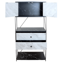 وحدة تخزين مع أدراج ورفوف عدة ألوان