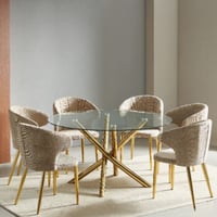 طقم طاولات طعام ذهبي 6و4كراسي