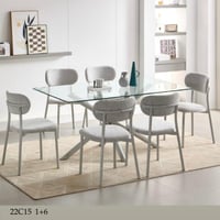 طقم طاولة طعام زجاج 4و6 كراسي رمادي
