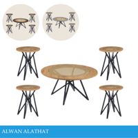 طقم طاولات وسط راتان عدة الوان