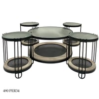 طقم طاولات خشب وقزاز عدة ألوان