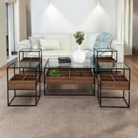 طاولة خشب وزجاج 40 سم