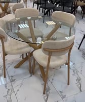 طقم طاولة طعام زجاج 4و6 كراسي خشبي