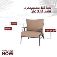 كرسي جلد فخم لون كوفي تكاية خشب