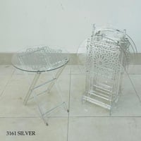 طقم طاولات خدمة اكرليك ذهبي وفضي