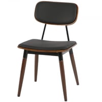 طقم 2 كراسي جلد خشبي غامق وأسود