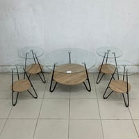 طقم طاولات خدمة زجاج عدة ألوان