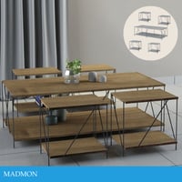 طقم طاولات 5 قطع خشب عدة ألوان