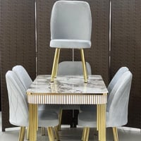 طقم طاولة وست كراسي لون فضي