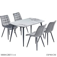 طقم طاولة سيراميك و4 و 6 و 8 كراسي لون رمادي