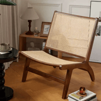 كرسي خشب راتان لون خشبي غامق