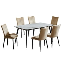 طقم طاولة طعام بورسلان 4و6 كراسي خشبي