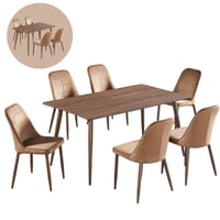 طقم طاولة طعام بني 6و4 كراسي