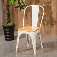 كرسي معدن مع خشب أبيض