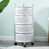 سلة متحركة عدة أرفف لون أبيض