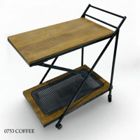 عربية تقديم خشب وراتان عدة الوان