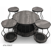 طقم طاولات خشب وراتان 4+1 عدة الوان