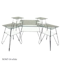 طقم طاولات خدمة قزاز وخشب عدة ألوان