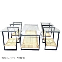 طقم طاولات خدمة خشب وراتان عدة ألوان