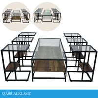 طقم طاولات وسط زجاج عدة ألوان