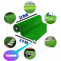 عشب صناعي أخضر الثخانة 15مم عدة مقاسات