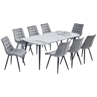 طقم طاولة سيراميك و4 و 6 و 8 كراسي لون رمادي